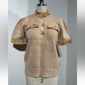 COURREGES VINTAGE WOOL BEIGE SIZE SMALL TOP SWEATER